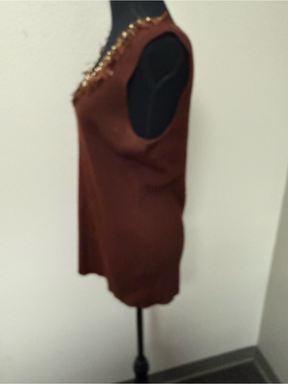 Ruby Rd Brown Embellished Fringe Tank 1X Boho Western Festival Chic Top - Picture 5 of 11